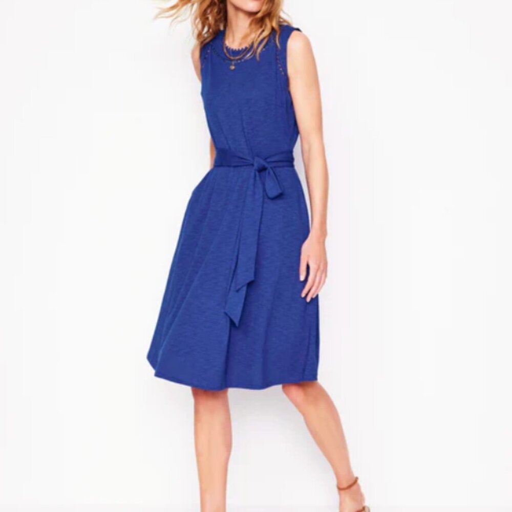 Boden Mila Trim Jersey Dress Bright Blue